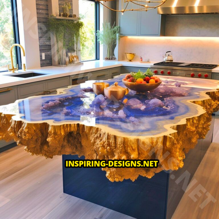 Geode and Epoxy Kitchen Islands