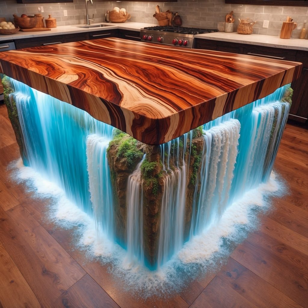 Epoxy Waterfall Kitchen Islands