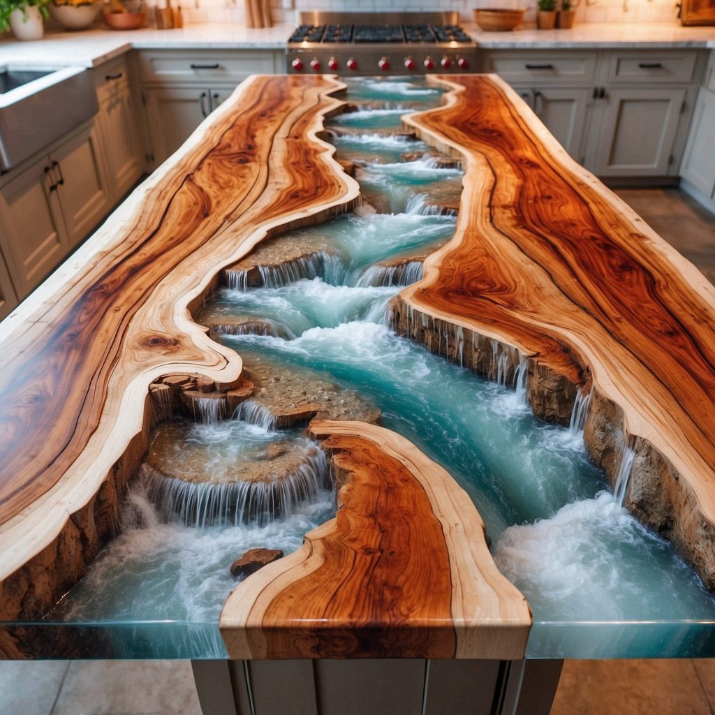 Epoxy Waterfall Kitchen Islands