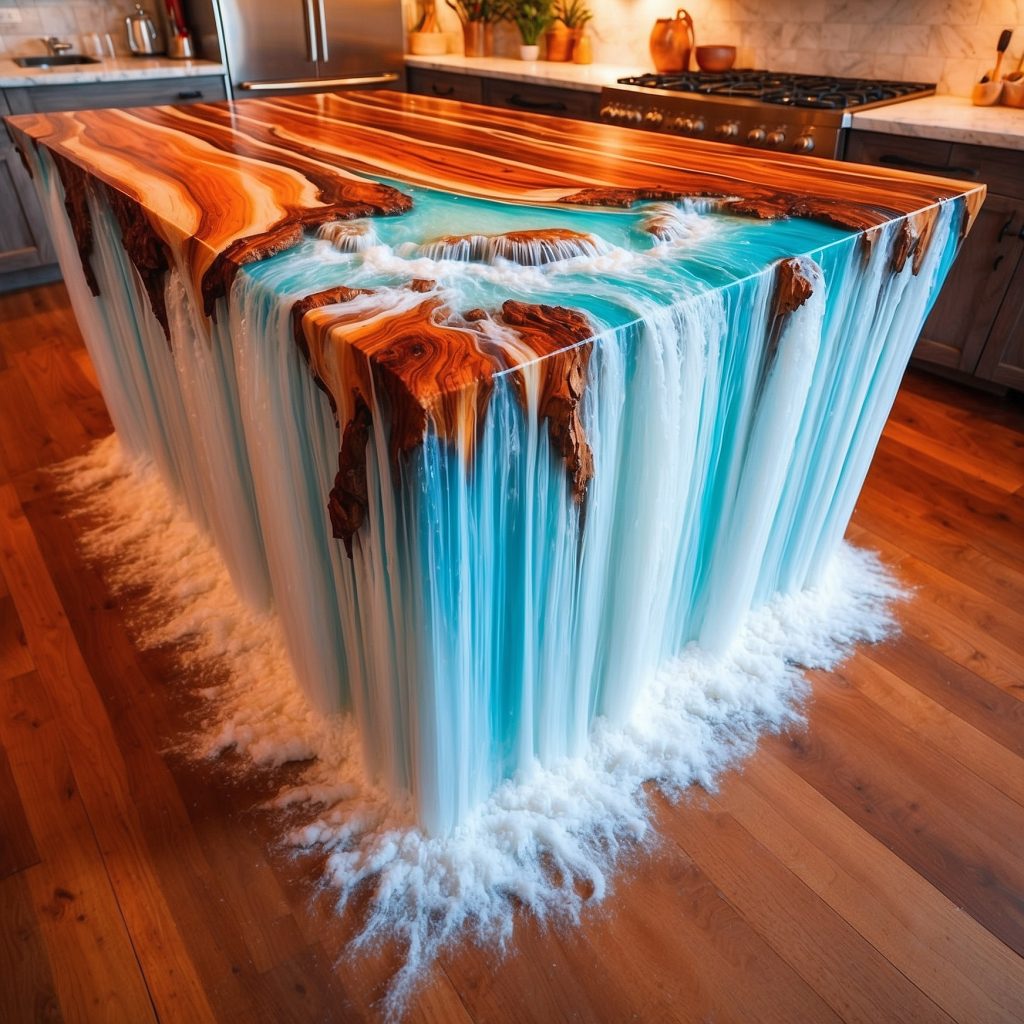Epoxy Waterfall Kitchen Islands