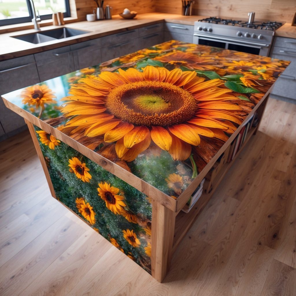 Wood And Epoxy Kitchen Islands