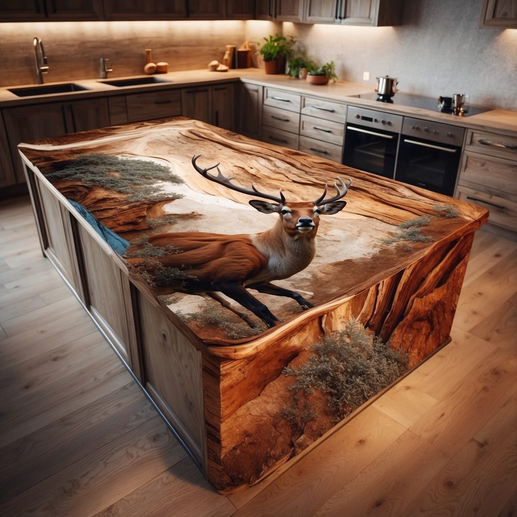 Wood And Epoxy Kitchen Islands