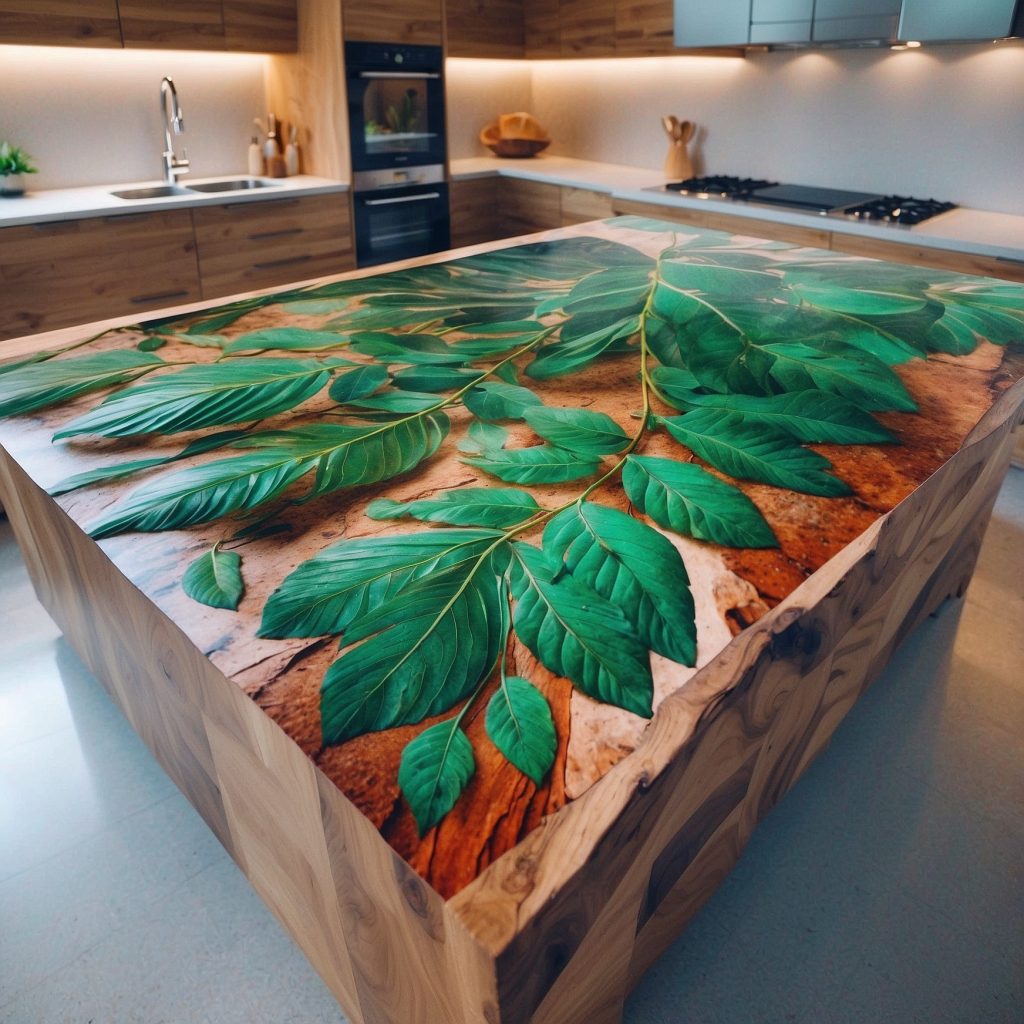 Wood And Epoxy Kitchen Islands