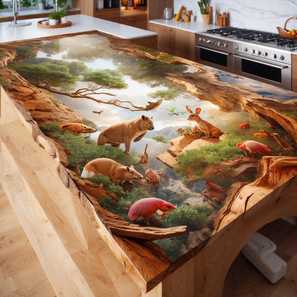 Wood And Epoxy Kitchen Islands