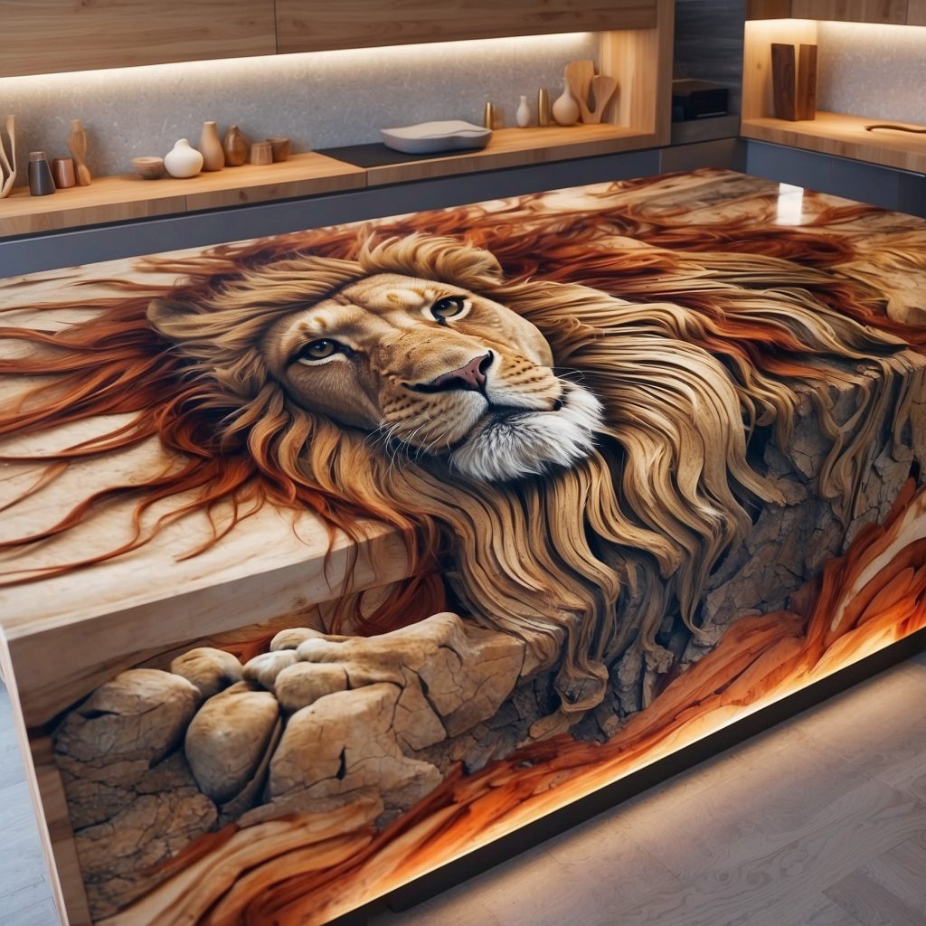 Wood And Epoxy Kitchen Islands