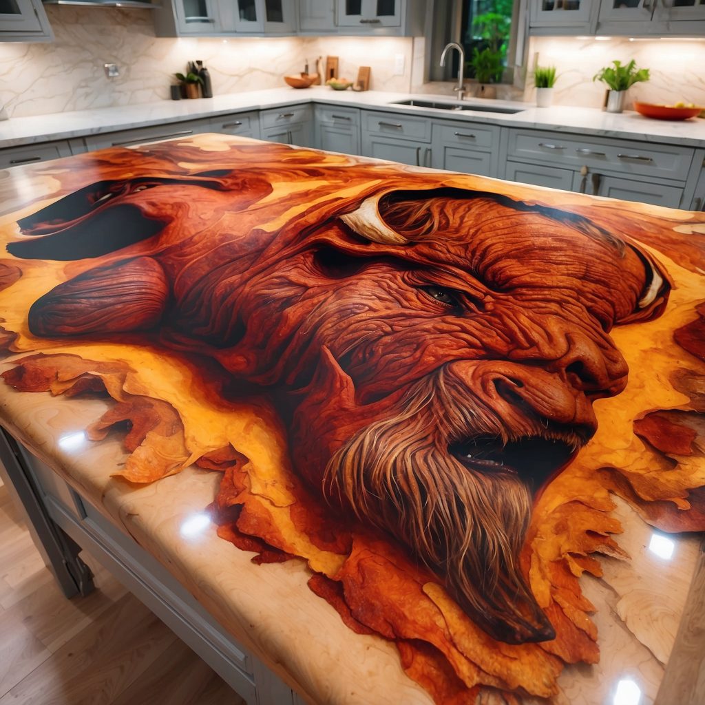 Wood And Epoxy Kitchen Islands
