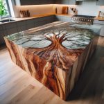Wood And Epoxy Kitchen Islands