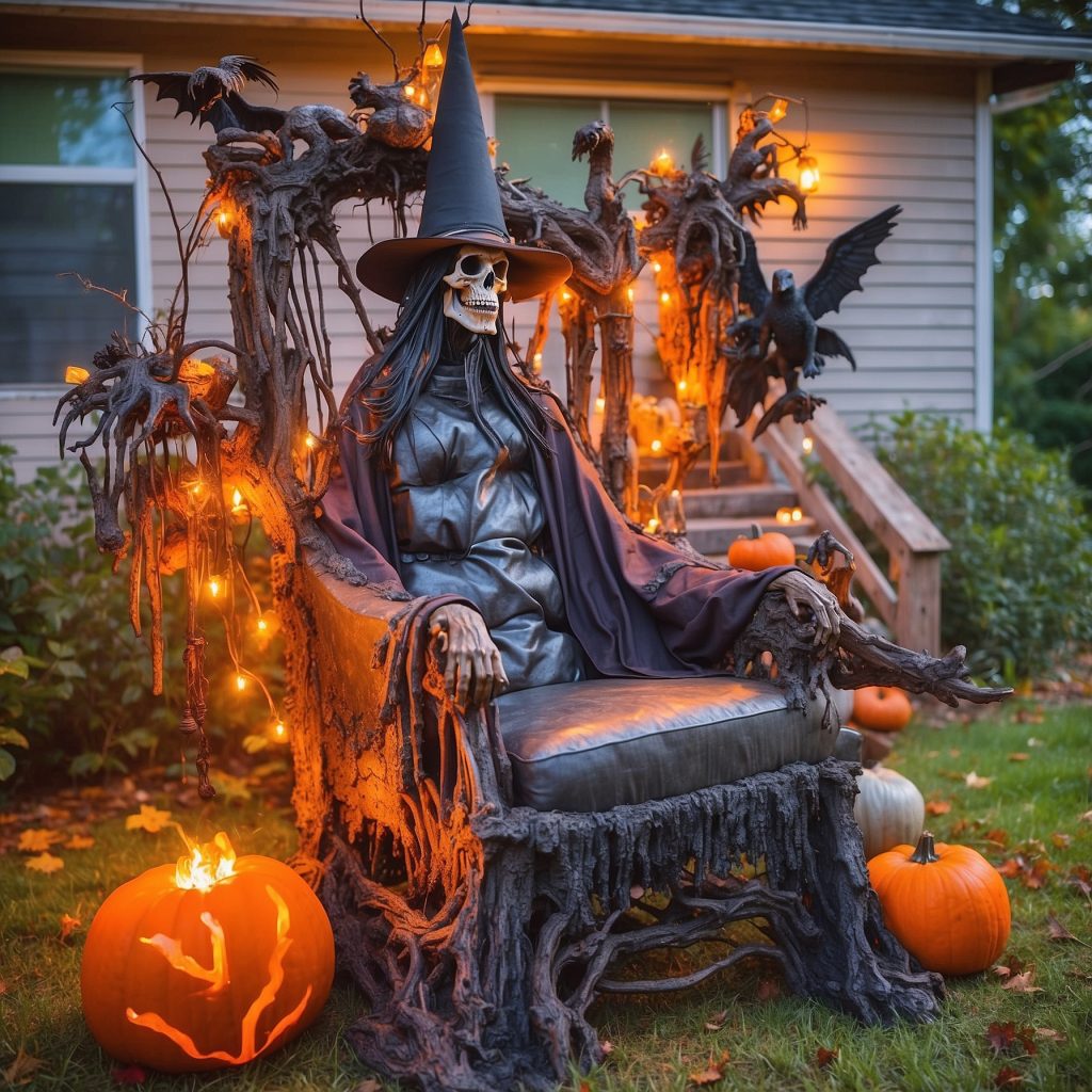 Illuminated Halloween Porch Chairs Designs