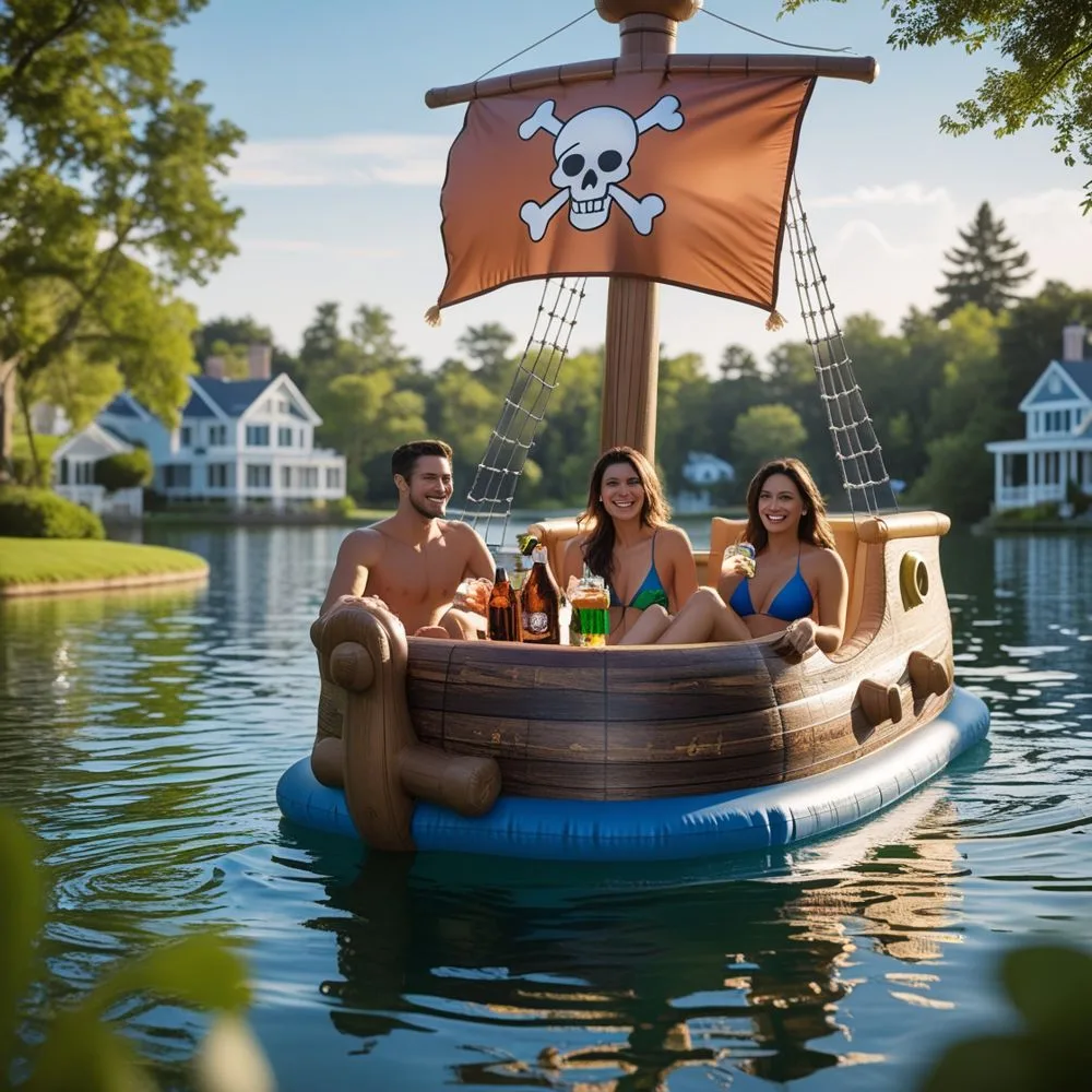 Inflatable Pirate Ship Lake Floats