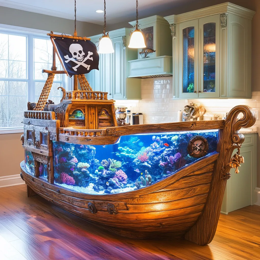 Pirate Ship Aquarium Kitchen Islands