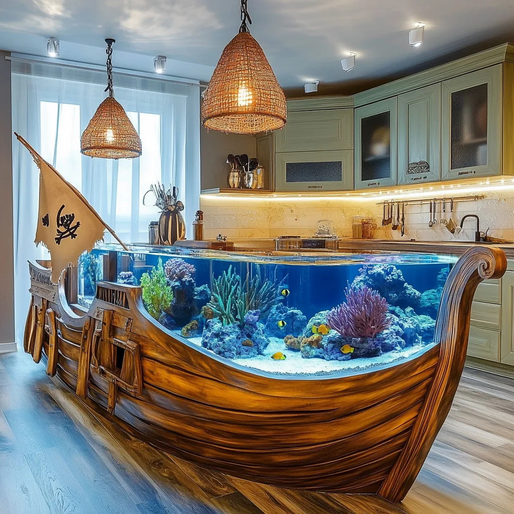 Pirate Ship Aquarium Kitchen Islands