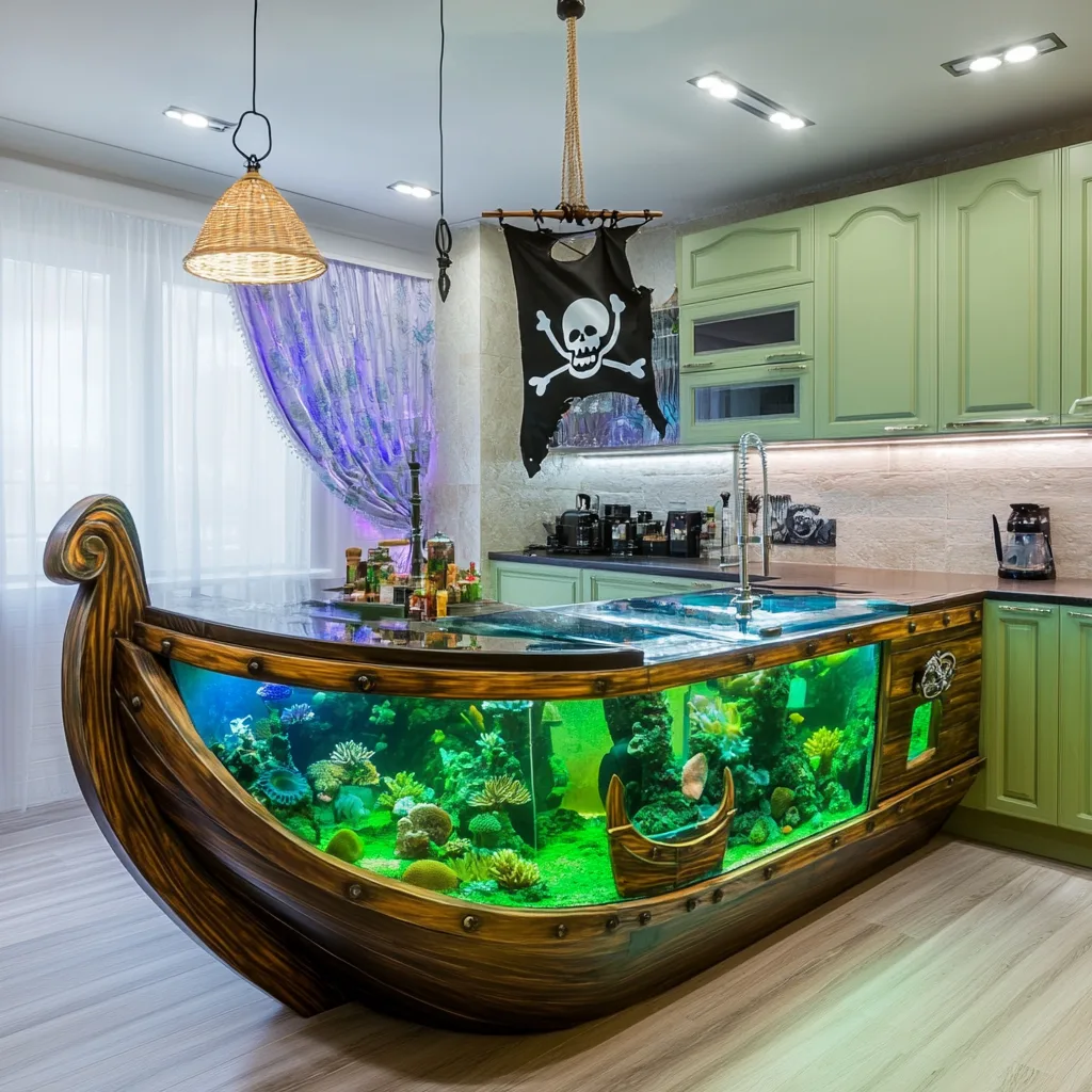 Pirate Ship Aquarium Kitchen Islands