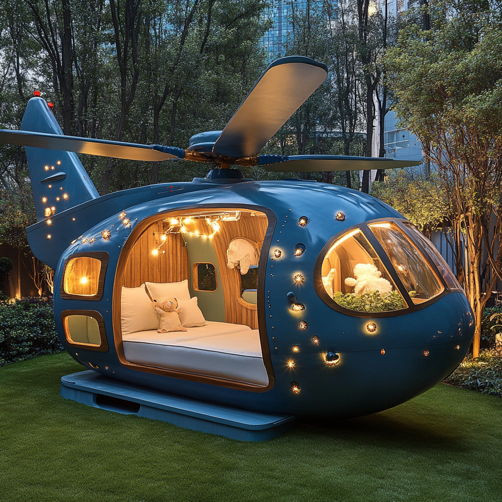 Wooden Helicopter Garden Pod