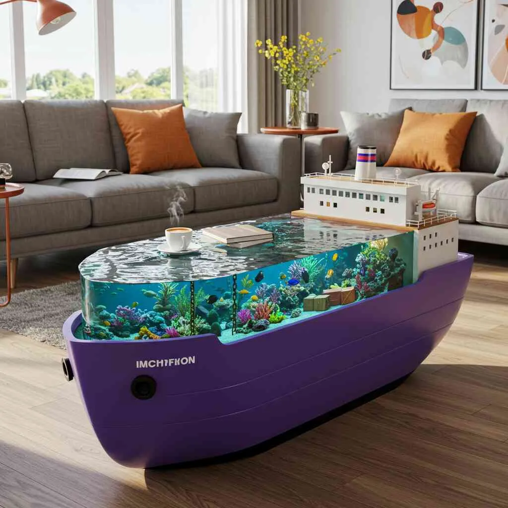 Cargo Ship Aquarium Coffee Tables