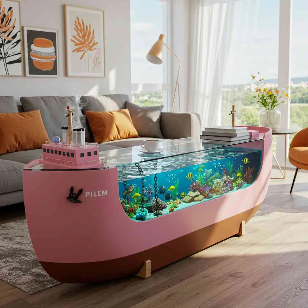 Cargo Ship Aquarium Coffee Tables