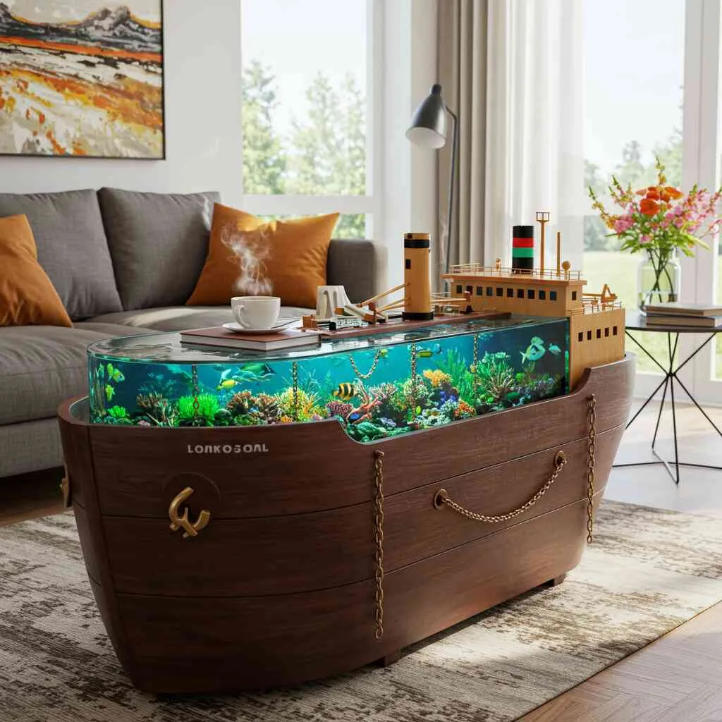 Cargo Ship Aquarium Coffee Tables