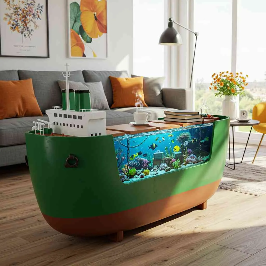 Cargo Ship Aquarium Coffee Tables