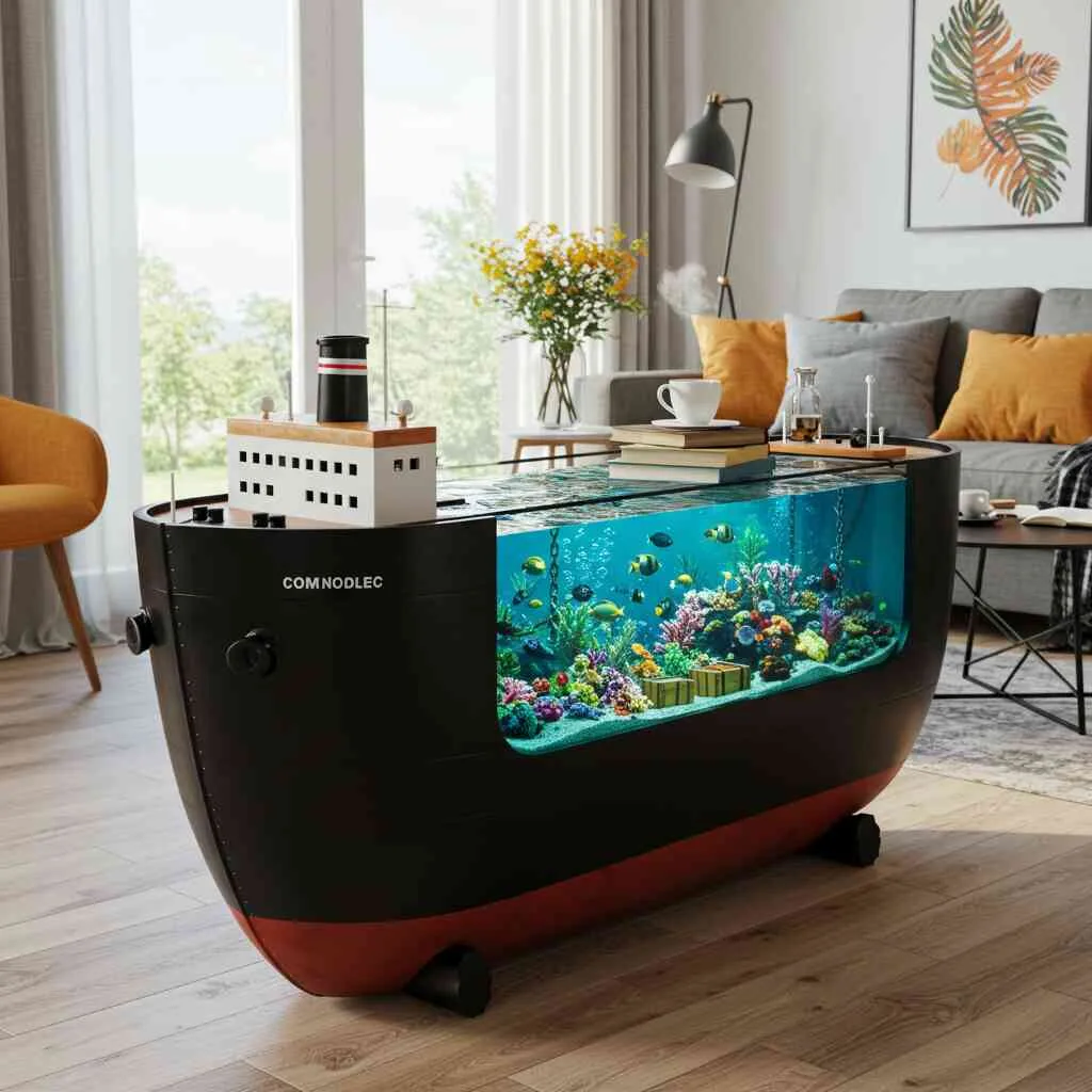 Cargo Ship Aquarium Coffee Tables