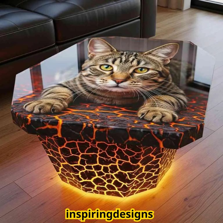 Cat Shaped LED Coffee Table