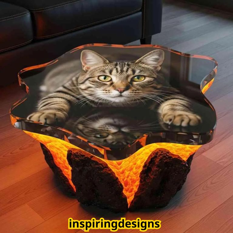 Cat Shaped LED Coffee Table