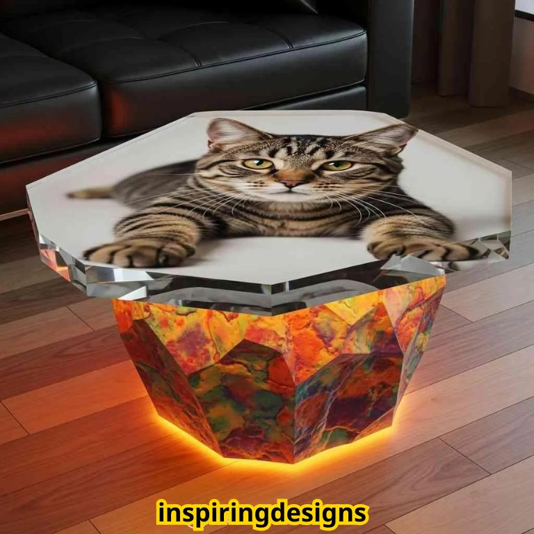 Cat Shaped LED Coffee Table