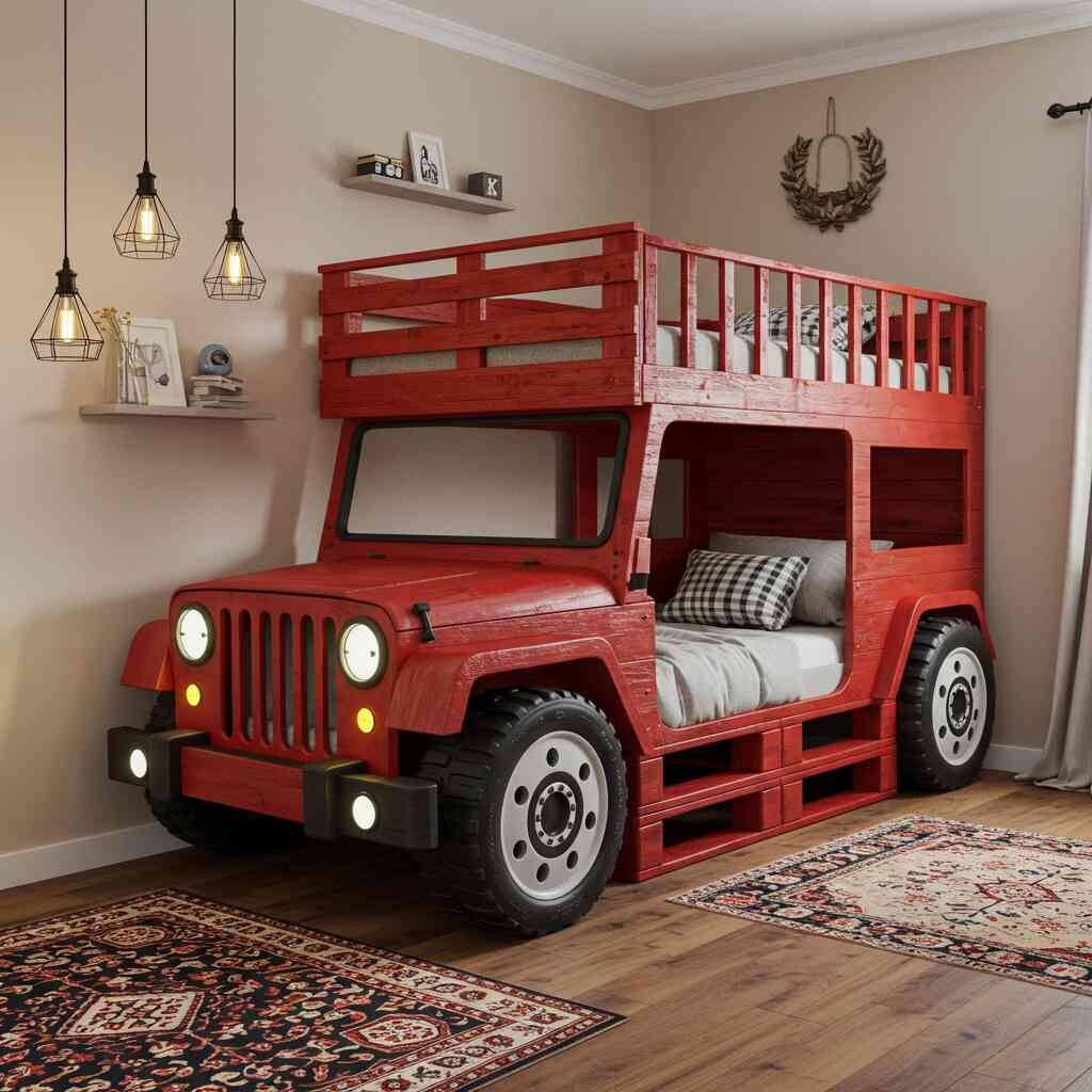 Jeep Inspired Pallet Wood Bunk Bed