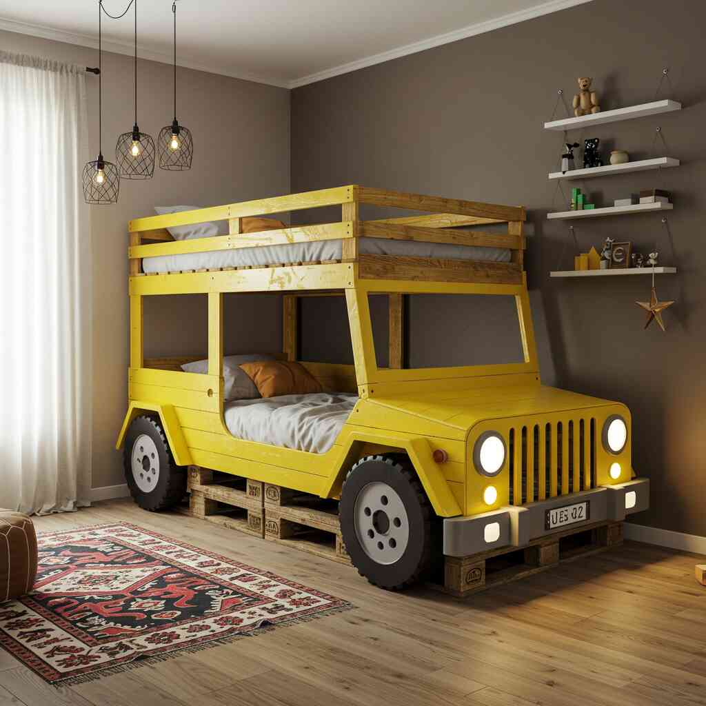 Jeep Inspired Pallet Wood Bunk Bed
