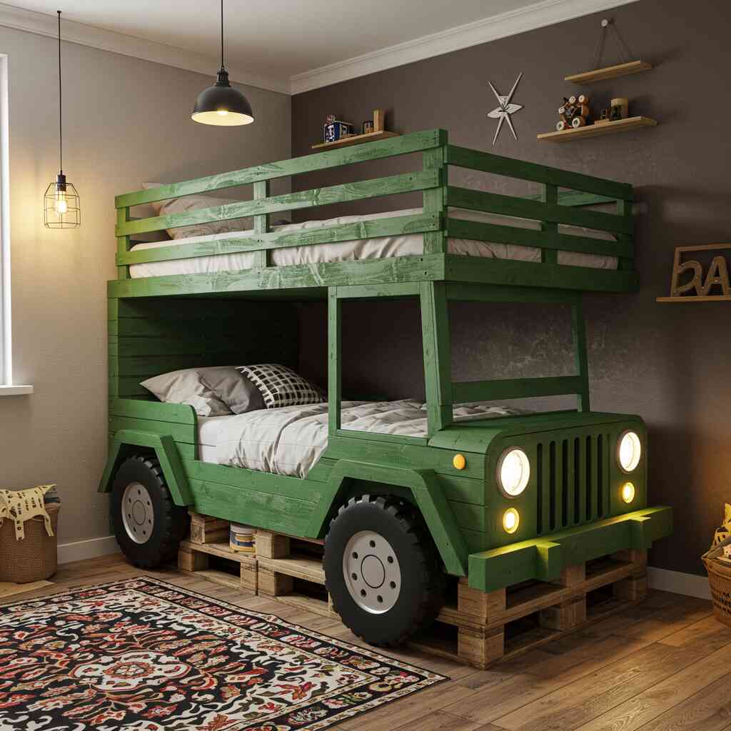 Jeep Inspired Pallet Wood Bunk Bed