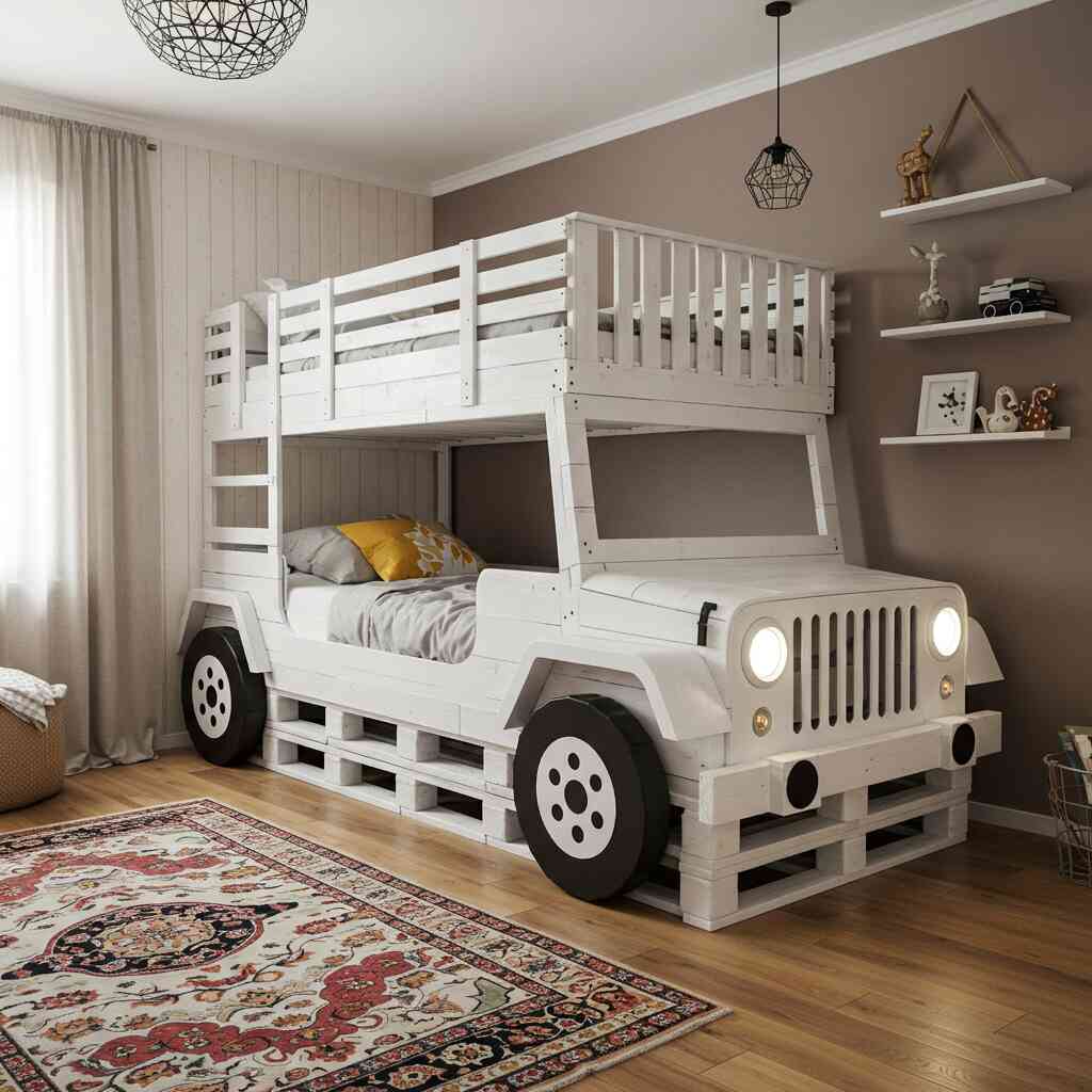 Jeep Inspired Pallet Wood Bunk Bed