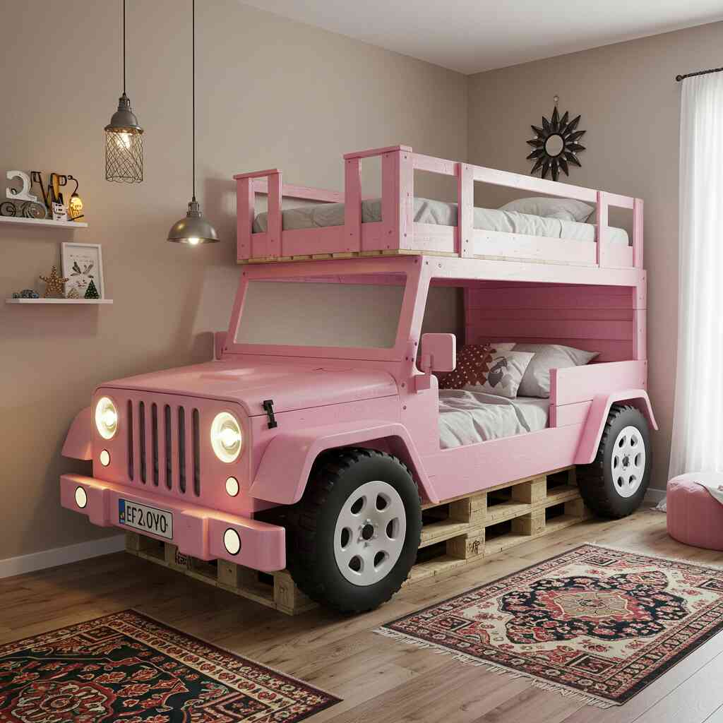 Jeep Inspired Pallet Wood Bunk Bed