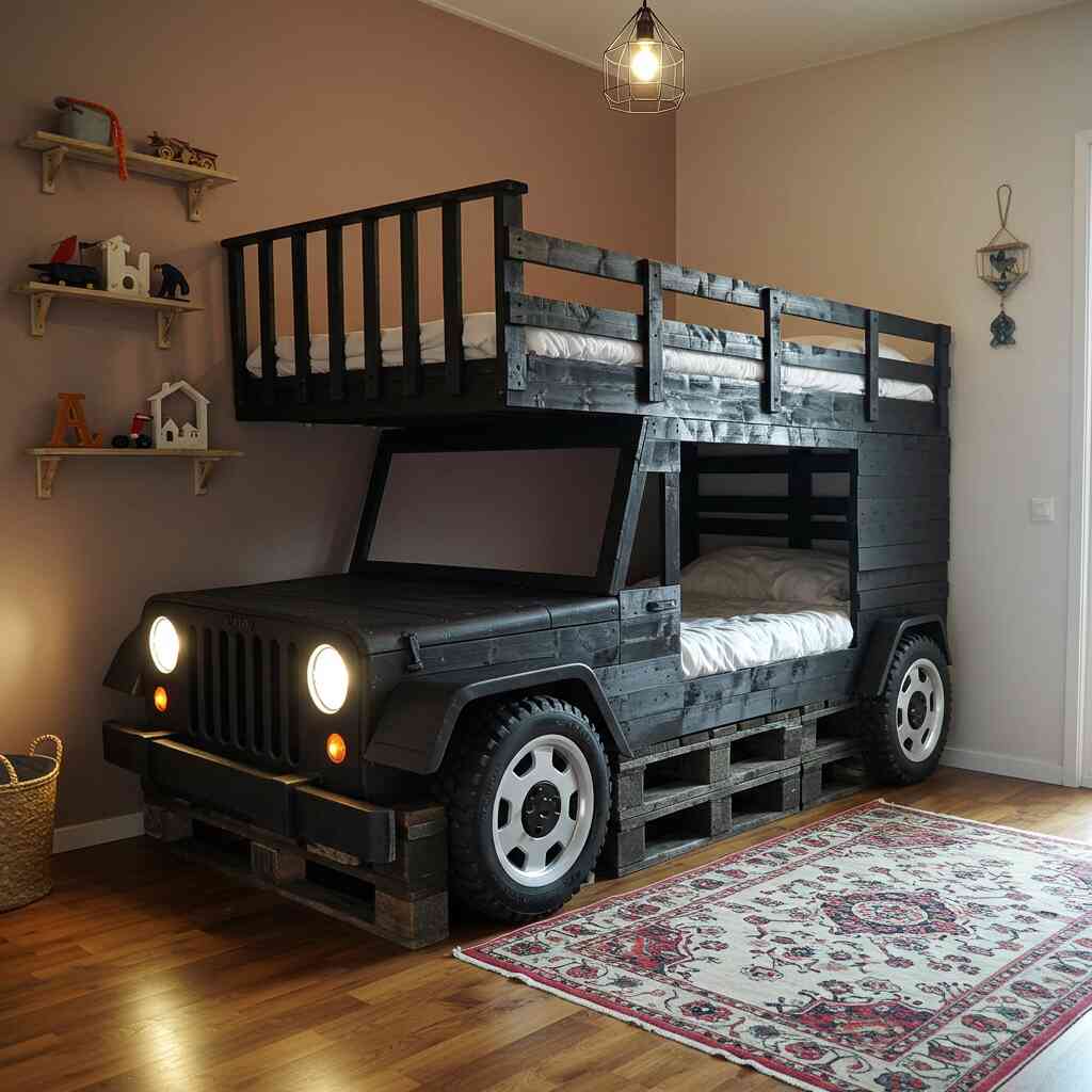 Jeep Inspired Pallet Wood Bunk Bed