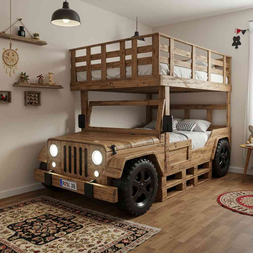 Jeep Inspired Pallet Wood Bunk Bed