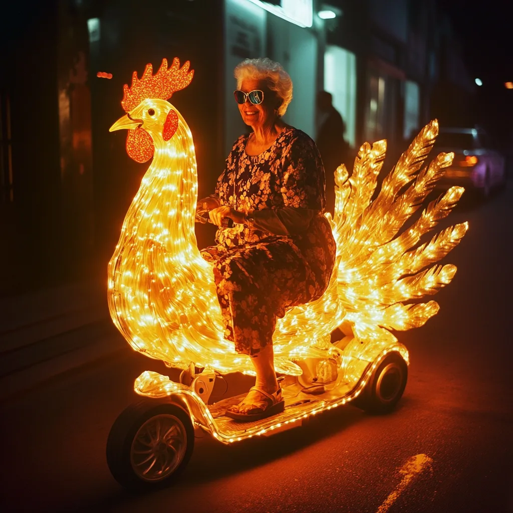 Golden Glowing Rooster Scooter