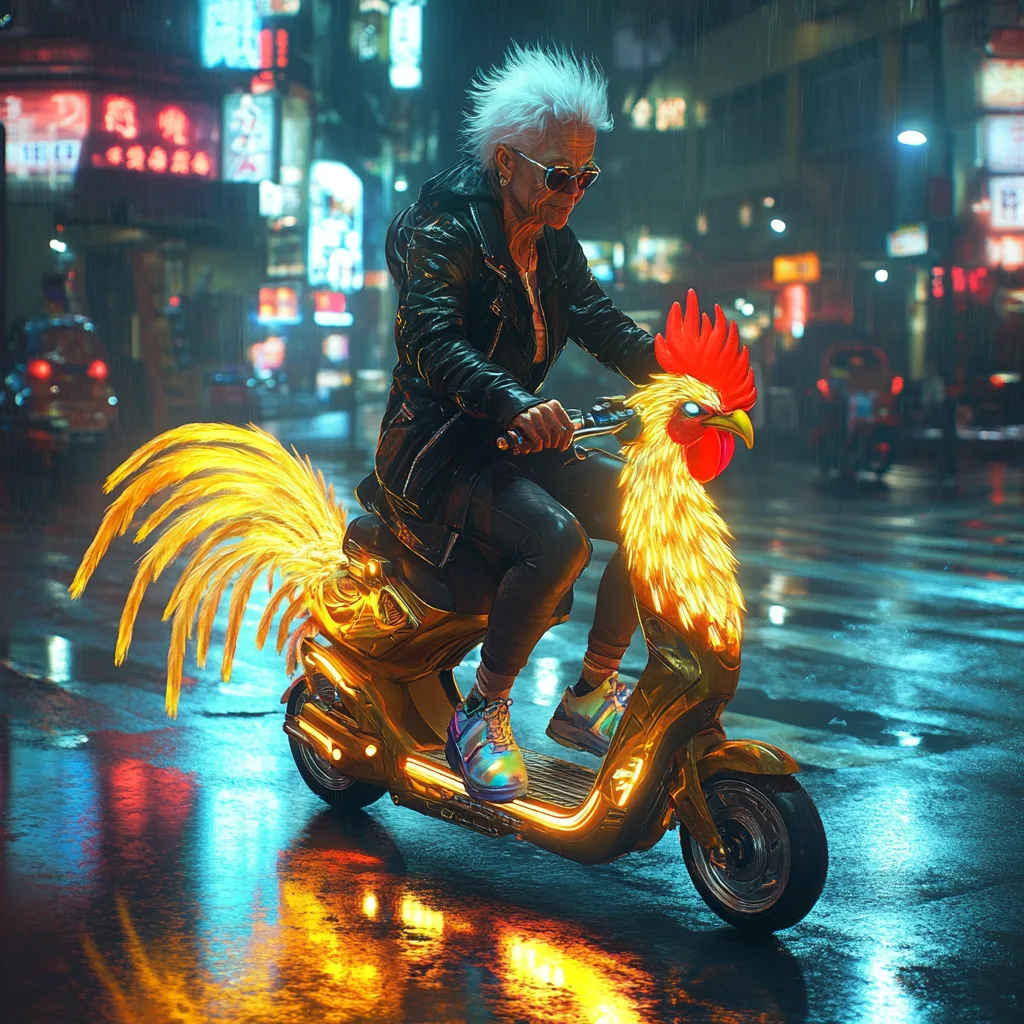Golden Glowing Rooster Scooter