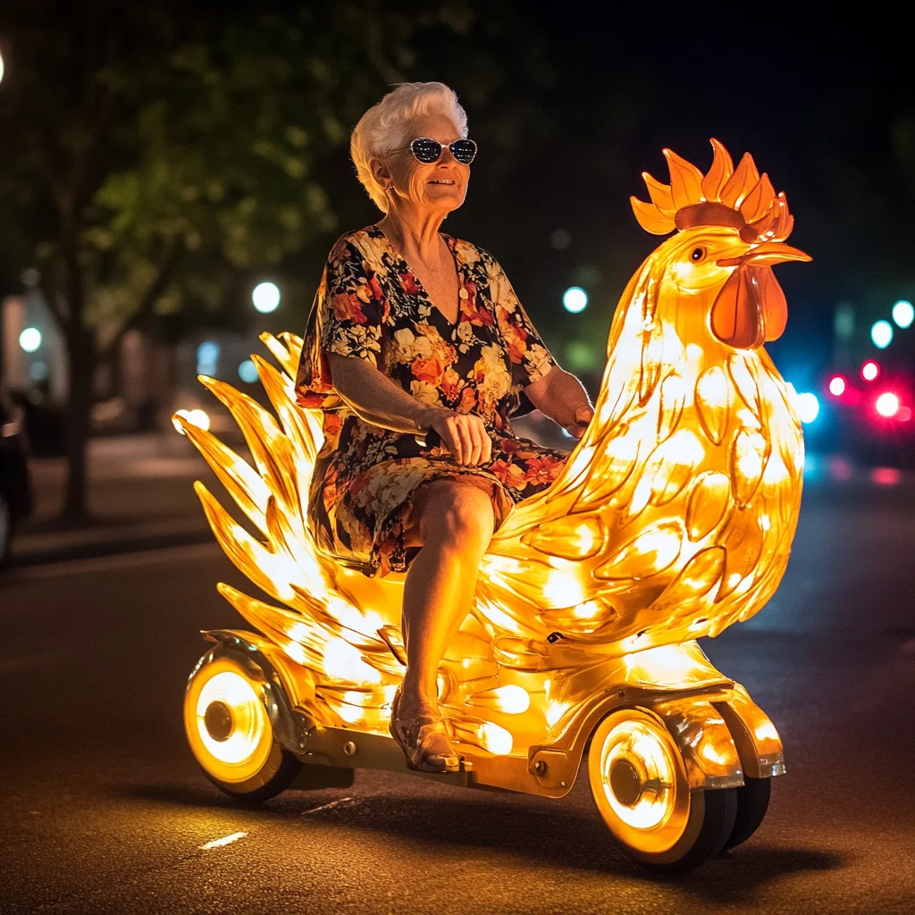 Golden Glowing Rooster Scooter