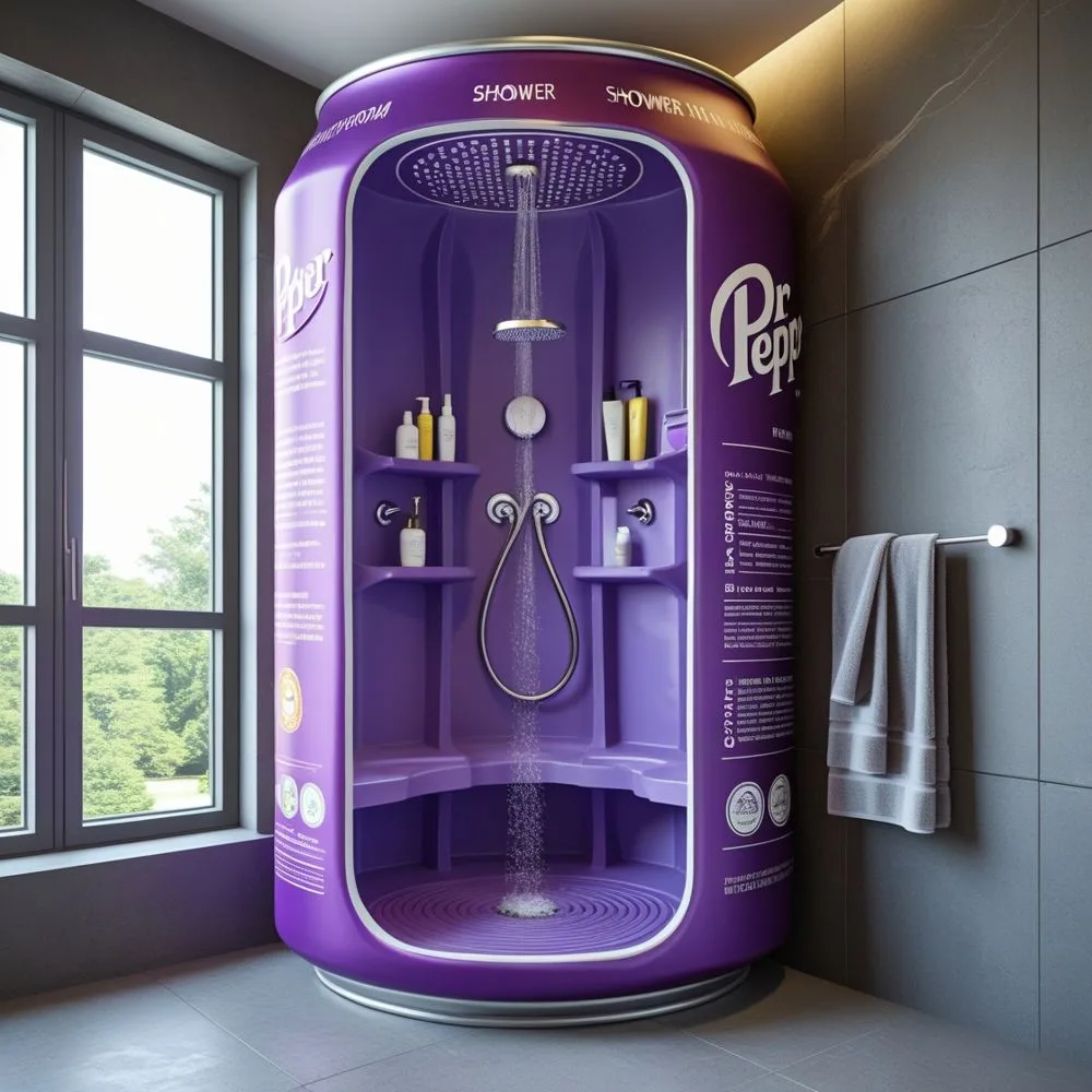 Giant Soda Can Standing Bathroom