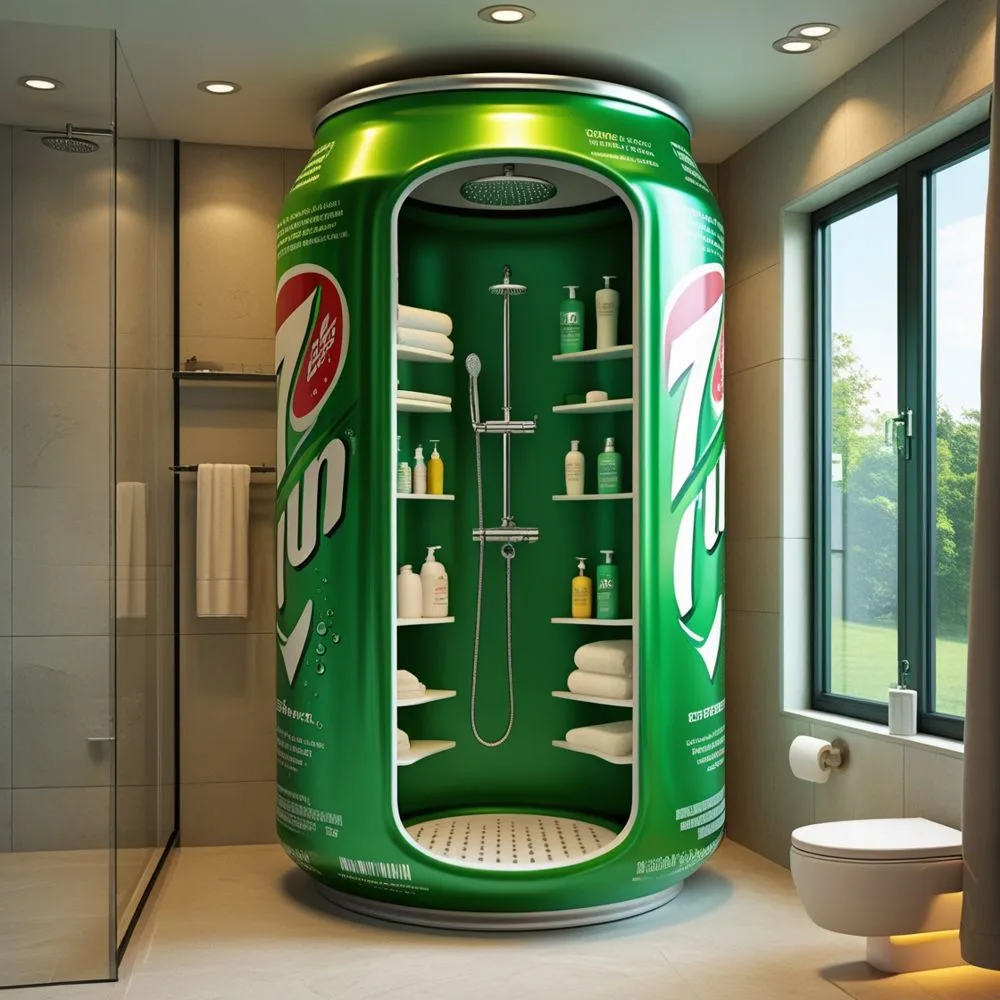 Giant Soda Can Standing Bathroom
