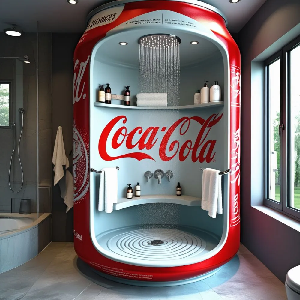 Giant Soda Can Standing Bathroom