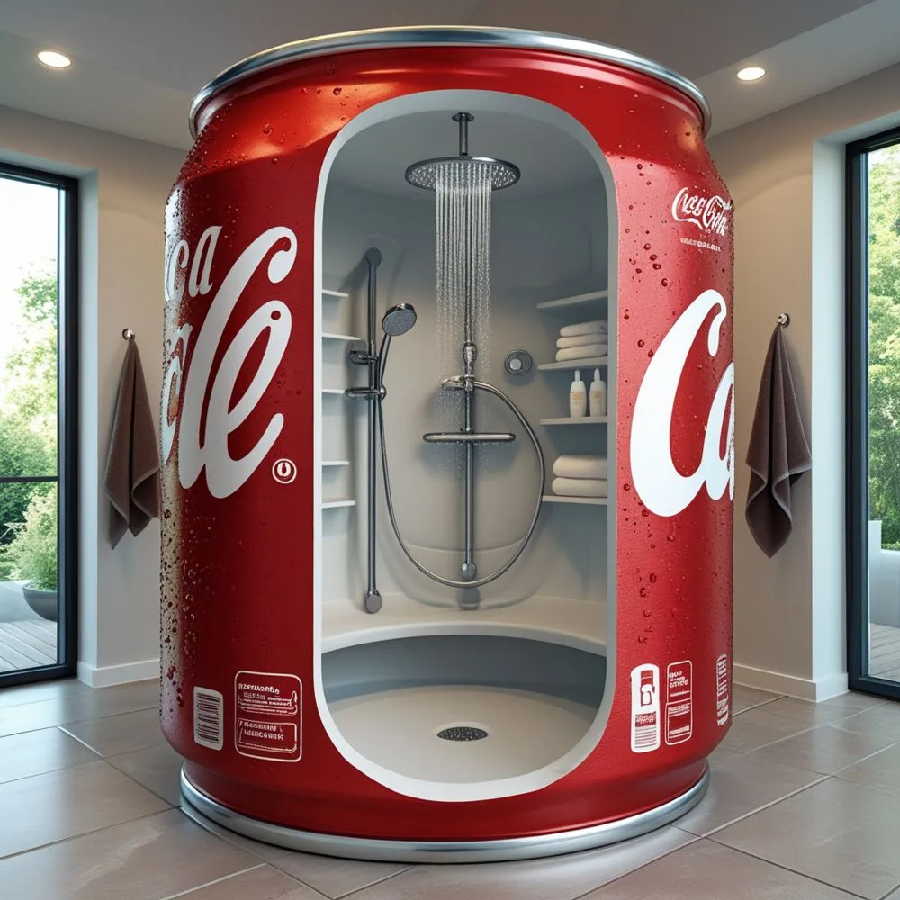 Giant Soda Can Standing Bathroom