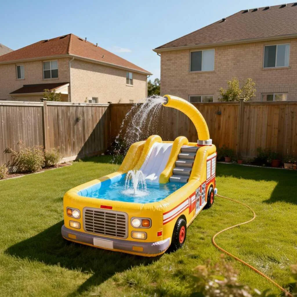 Giant inflatable firetruck pool