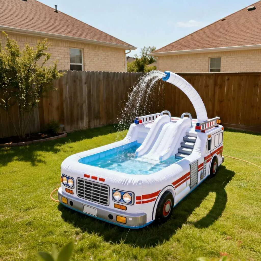 Giant inflatable firetruck pool
