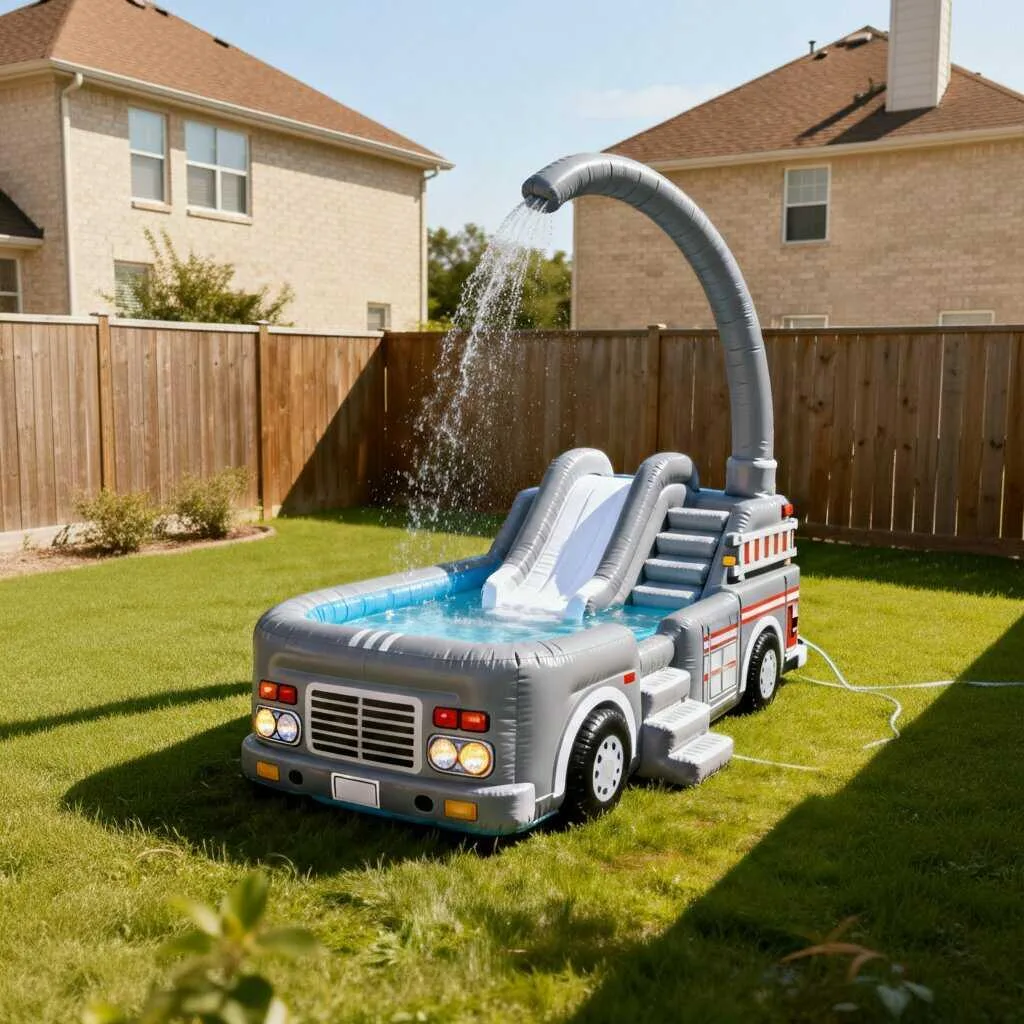 Giant inflatable firetruck pool