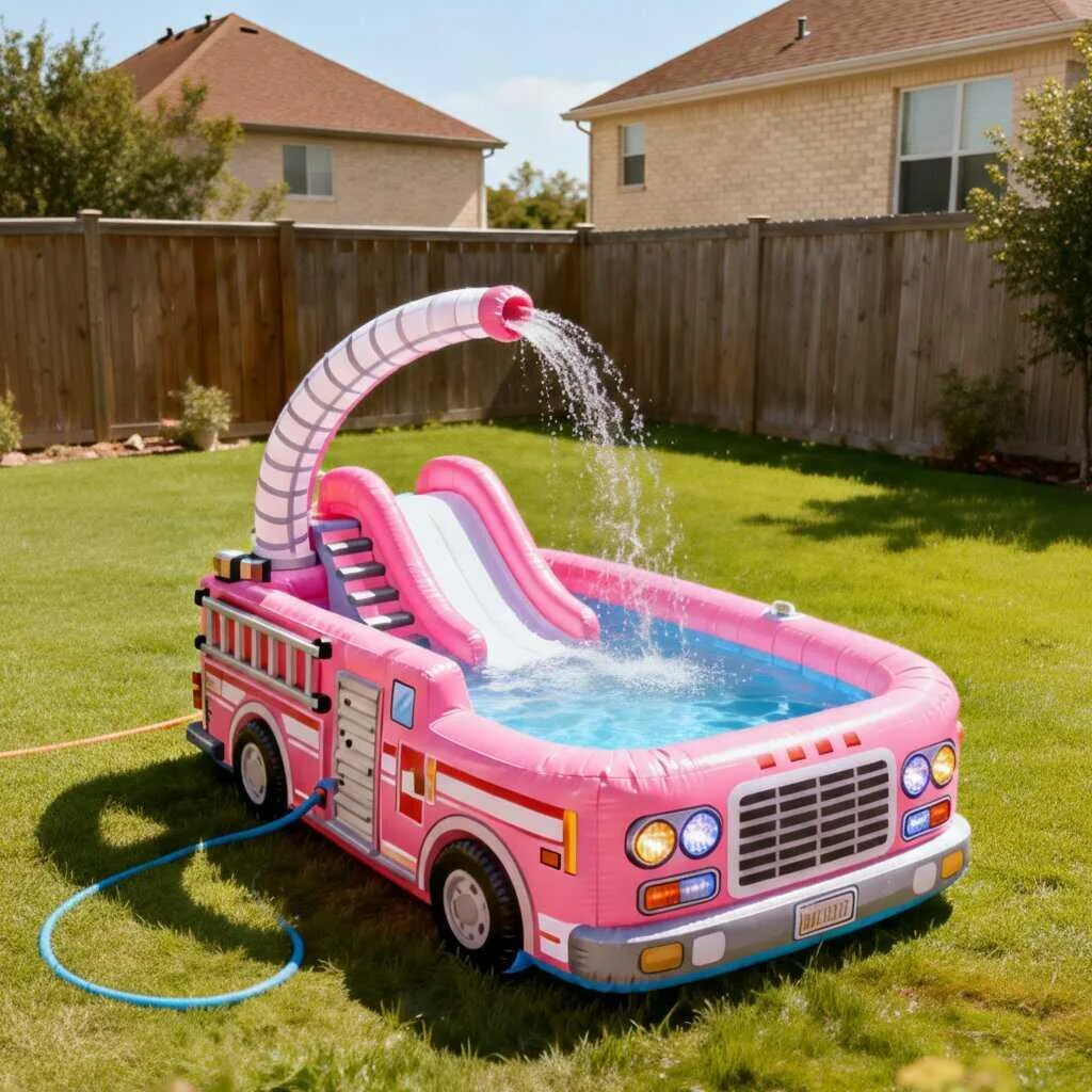 Giant inflatable firetruck pool